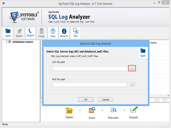 Choose SQL LDF file