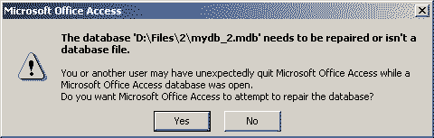 Access Corrupt Database Error
