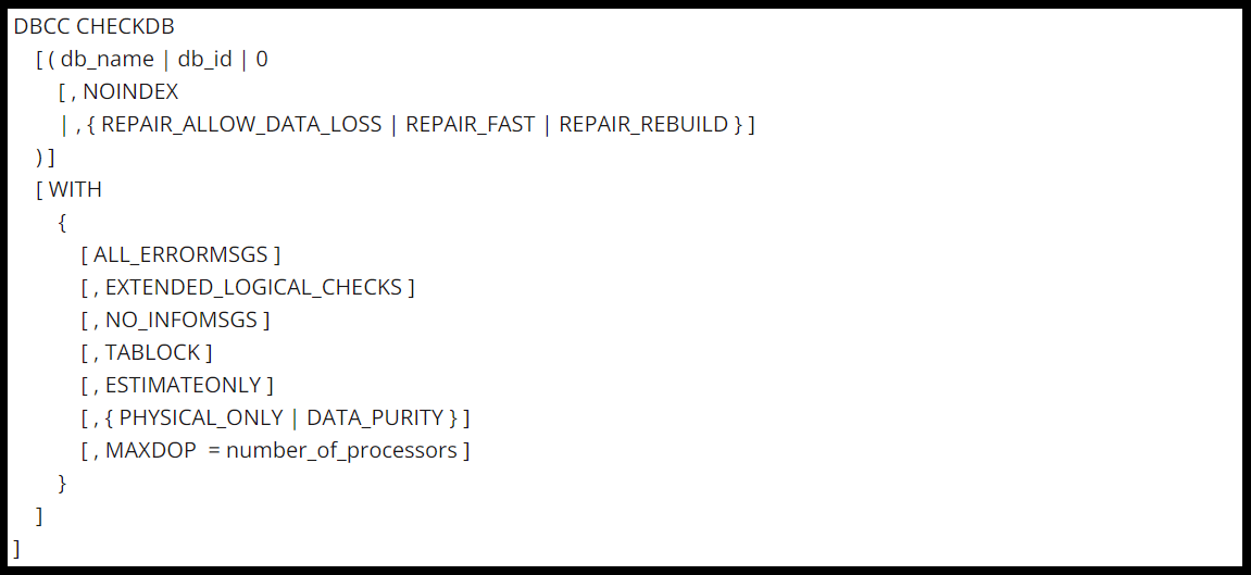 DBCC CHECKDB Command