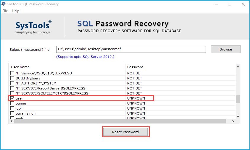 Reset SQL Server SA Password