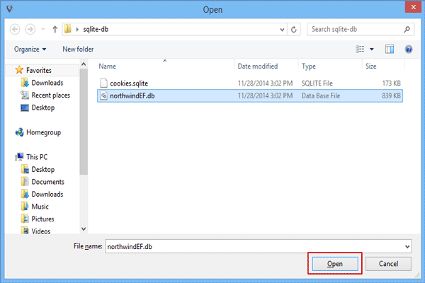 select .db file