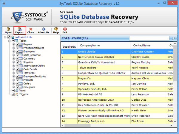 export Sqlite Database